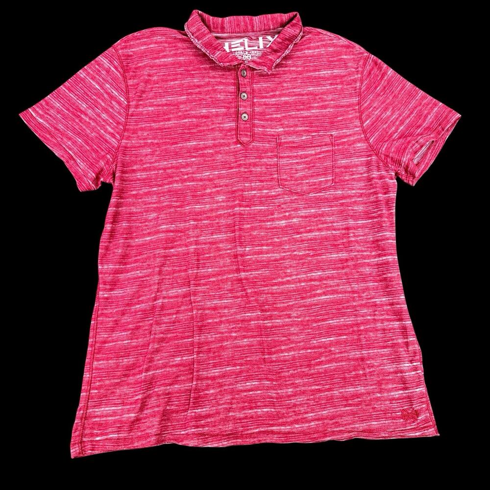 Helix Polo Shirt Mens XL Red Pink Space Dye Y2K Surf Casual Short Sleeve